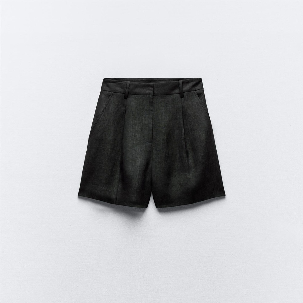NWT Zara Linen Shorts with a High Waist in Black size S